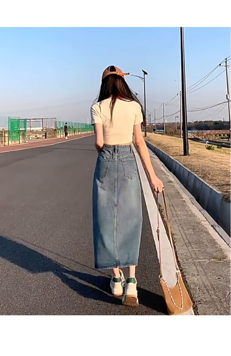 デニムスカート レディース キレカジバックスリットデニムスカート