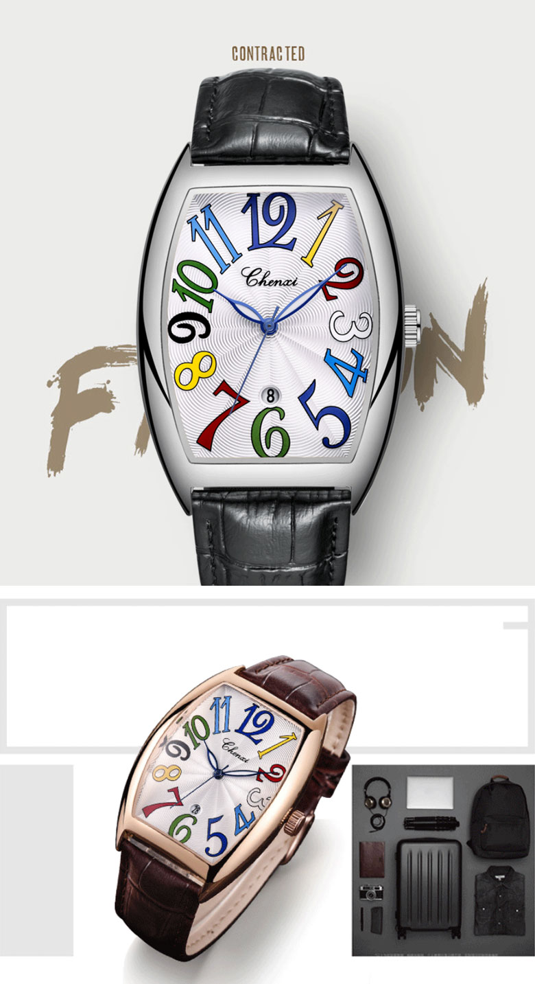 【大人気】メンズ腕時計！レザーベルト ビッグフェイス 白 CHENXI ビッグ フェイス メンズ 腕時計 レディース オシャレ