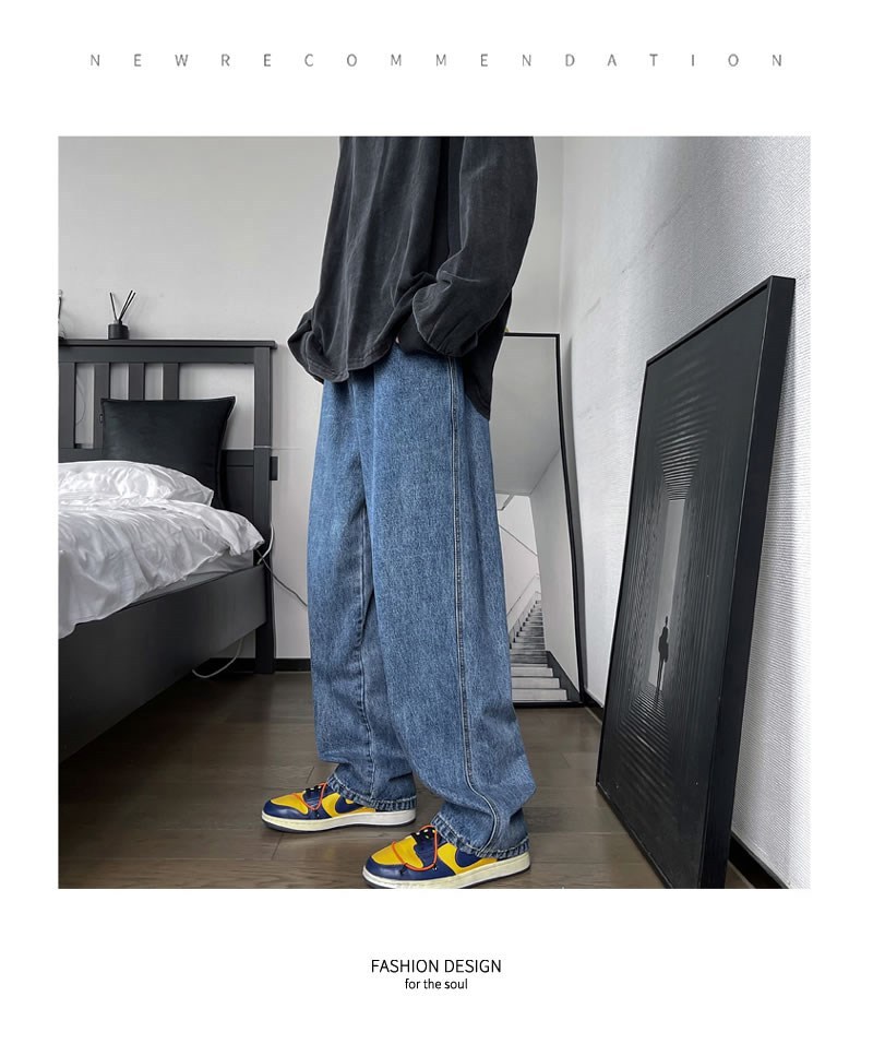 ワイド デニムパンツ ジーンズ メンズ 韓国 ブランド 太め ゆったり おしゃれ ストリート系 人気 | Shoowtime | 01