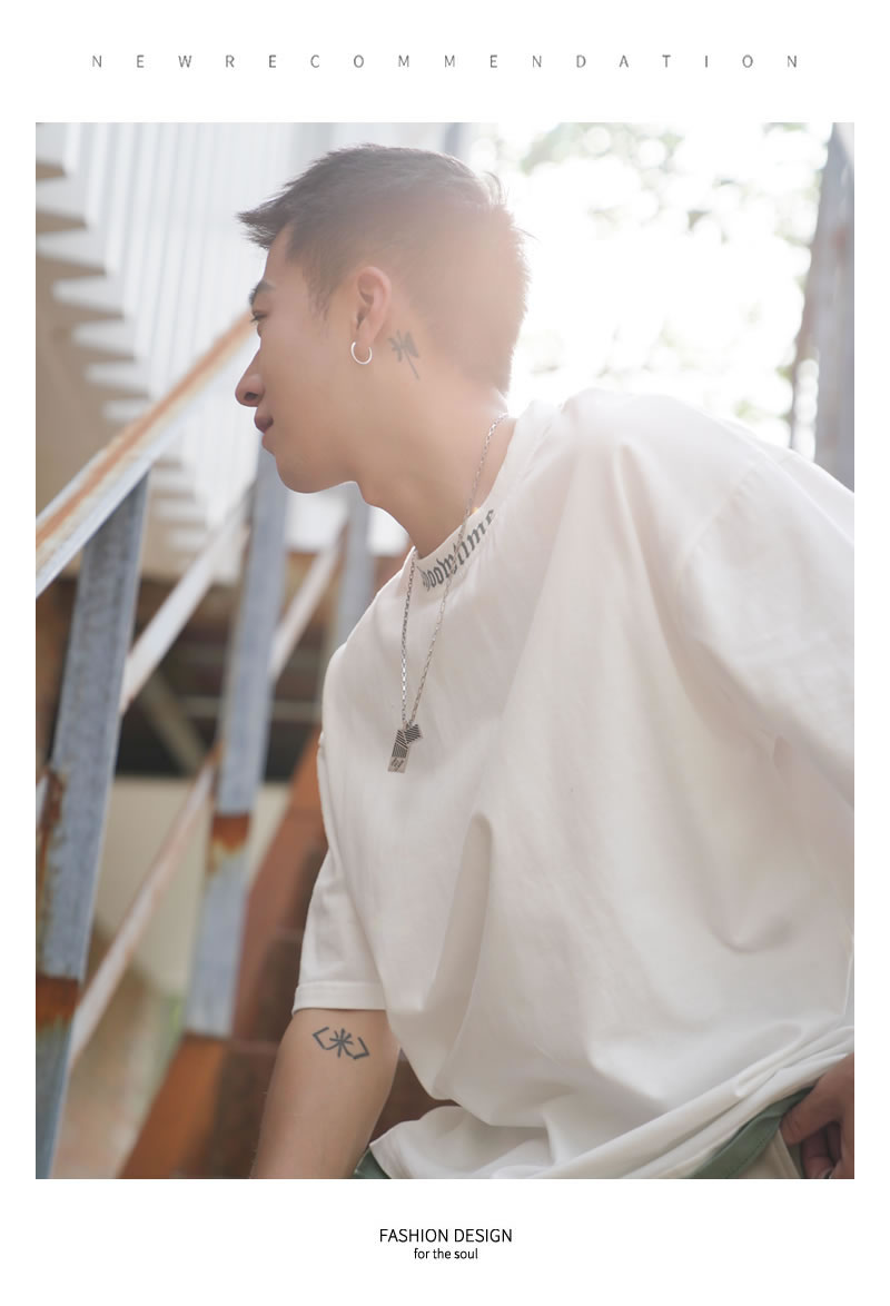 Tシャツ メンズ レディース ネックロゴ レイヤード 重ね着風 ビッグシルエット オーバーサイズ ゆったり ブランド 韓国ファッション ストリート系｜dance3｜02