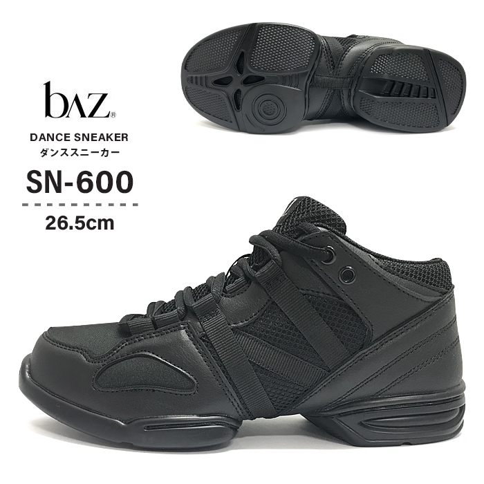 ジャズダンスシューズ フィットネス スニーカー ヒップホップ チアダンス レディース メンズ 靴 黒 スプリットソール baz バズ SN-600