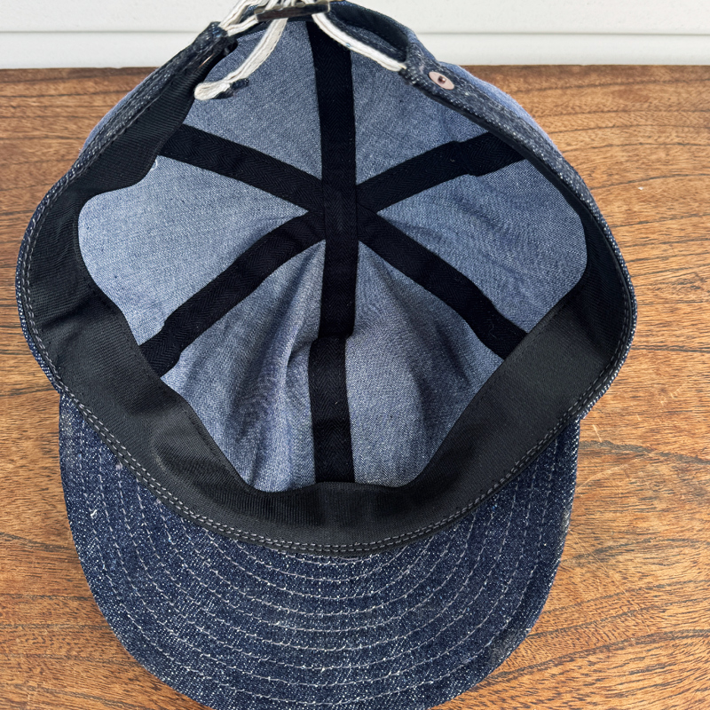 ショートブリムデニムアーミーキャップ 高密度ブルーデニムと