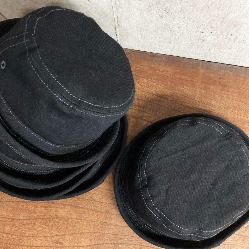 ポークパイハット 12オンスセルビッチデニムBLACK×BLACK