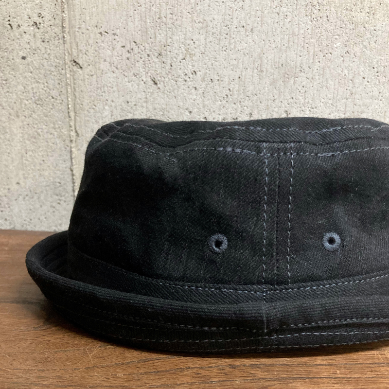 ポークパイハット 12オンスセルビッチデニムBLACK×BLACK