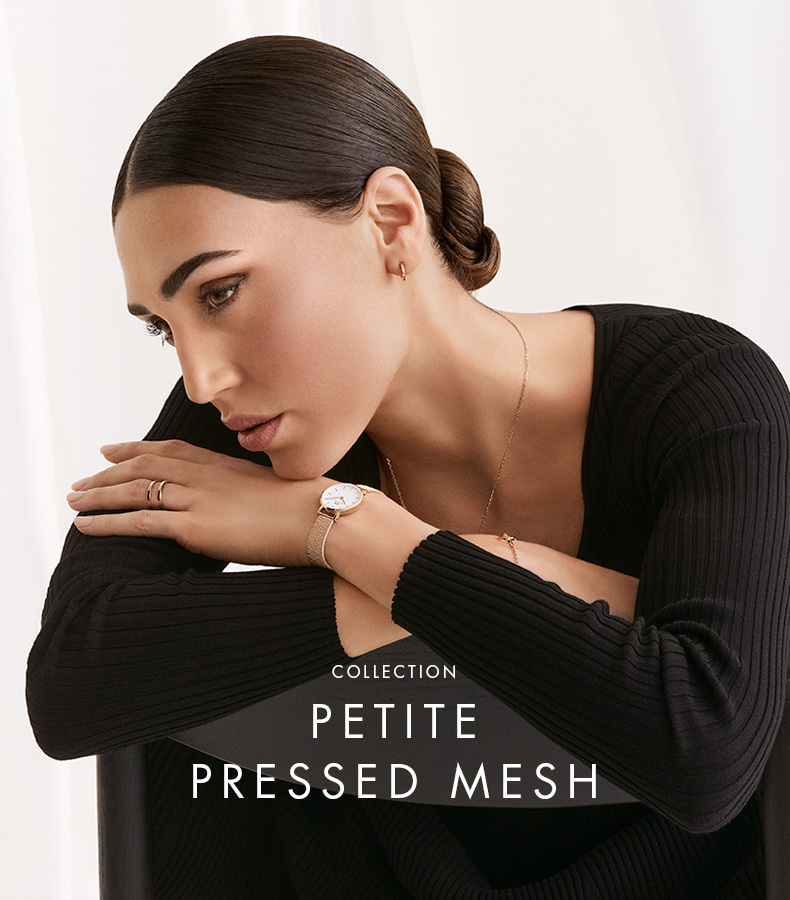 ダニエルウェリントン Dw レディース 腕時計 Petite Pressed Melrose Black ベルト 24mm メッシュ クラシック 市販 ブラック ぺティート メルローズ