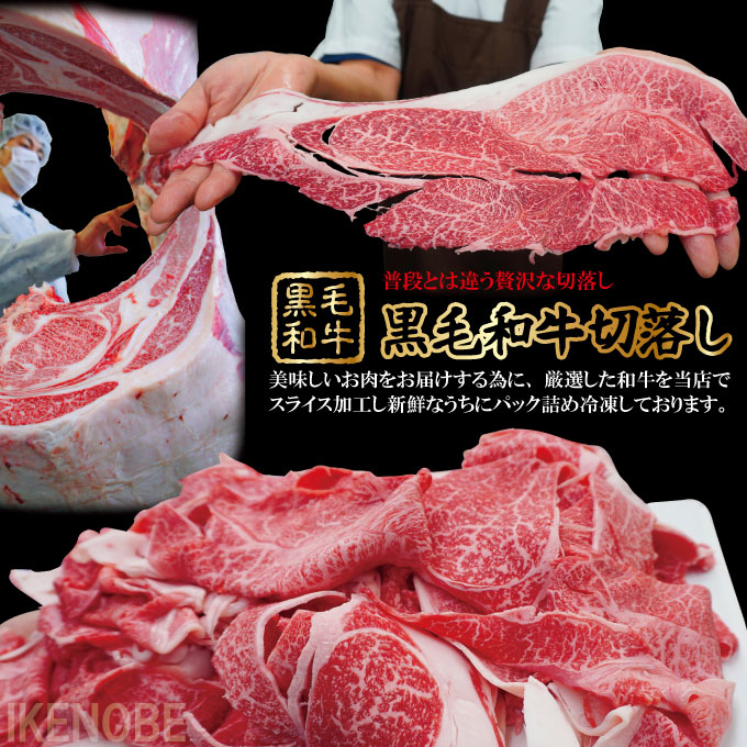 贅沢霜降りサシ黒毛和牛切り落としすき焼き用など1kg 500gx2