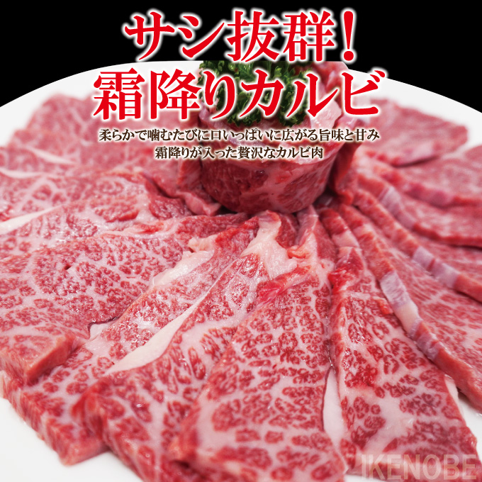サシ抜群霜降りカルビ黒毛和牛・国産牛・交雑牛使用 1kg(500gx2