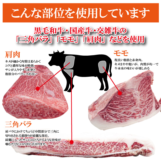 さすらいの牛カルビ サシ抜群霜降りカルビ黒毛和牛・国産牛・交雑牛使用 500g 冷凍