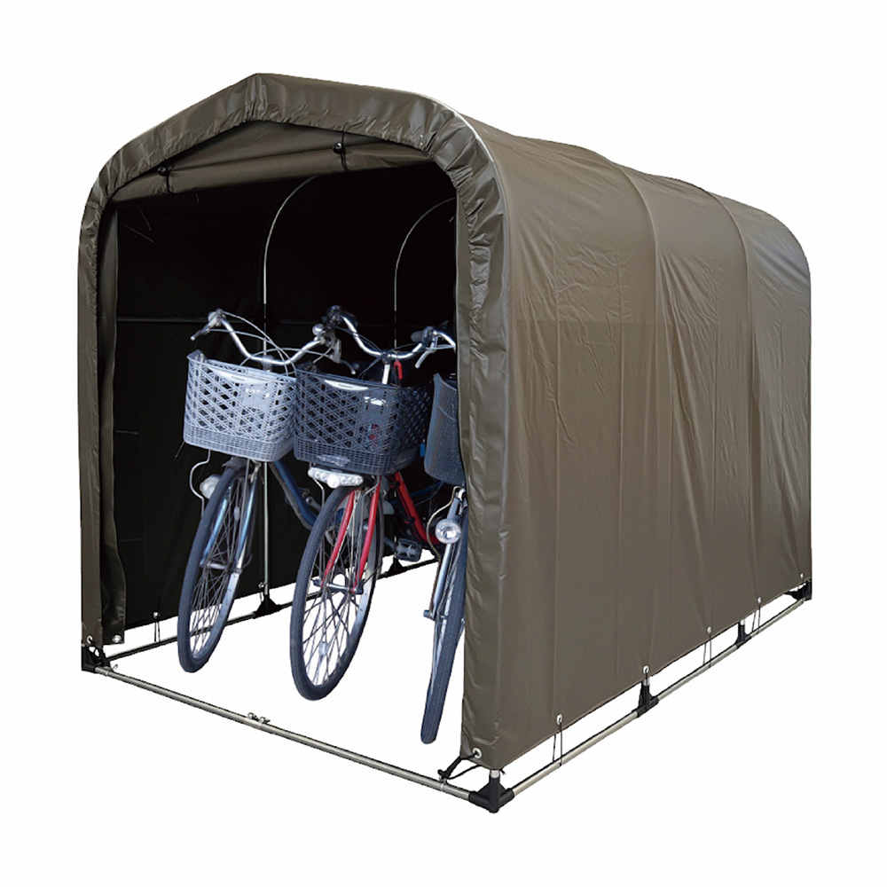 サイクルハウス 3台用SB SB（スーパーブラウン） ベース式 シルバー