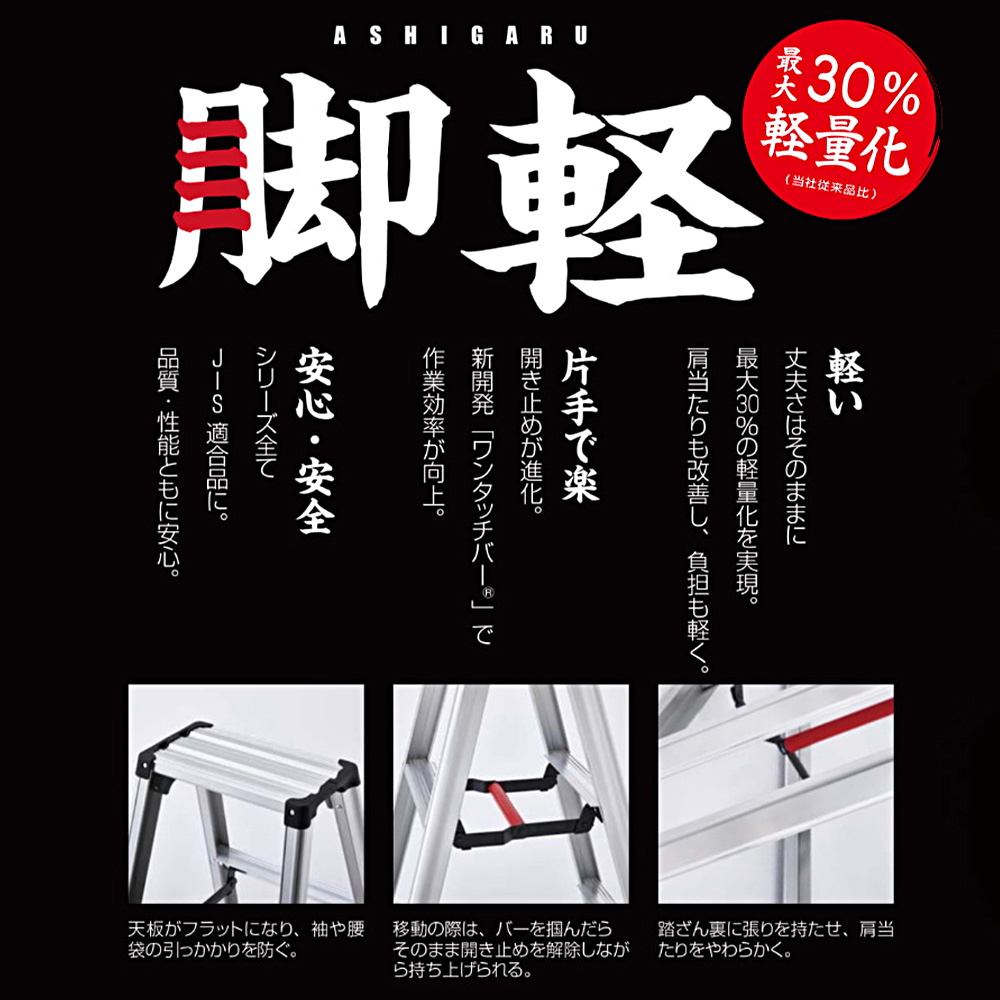 長谷川工業 脚立 RZ-06c 高さ60cm 耐荷重130kg 脚軽 折りたたみ アルミ 