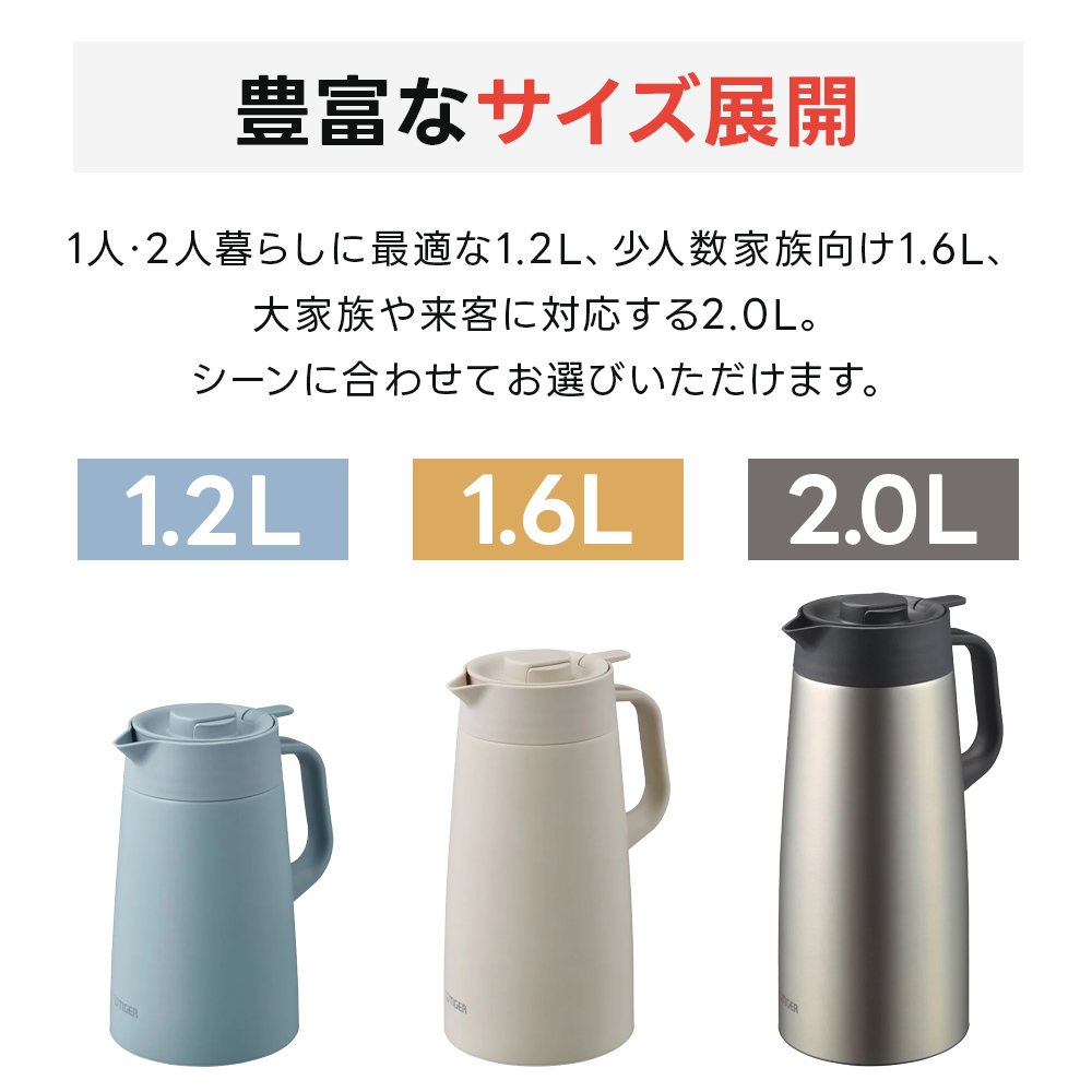 タイガー魔法瓶 真空断熱ステンレスポット PWR-A160 1.6L 保冷 保温