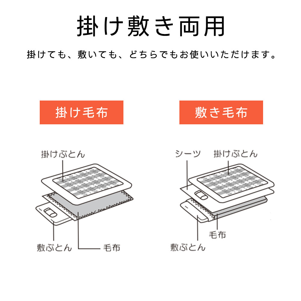 毛布 電気毛布 掛け敷き 洗える 190x130cm フランネル素材 EM-741F
