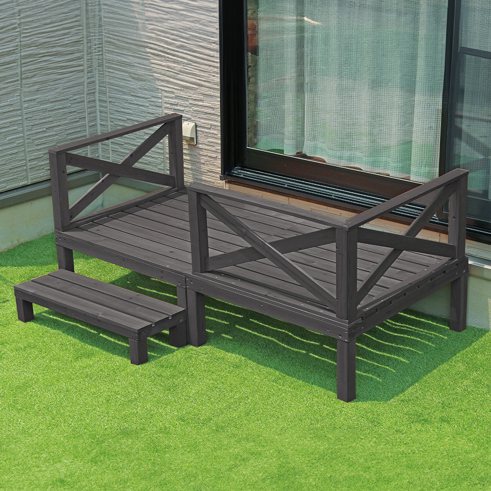 ウッドデッキセット 約1畳 天然木 DIY 簡単組立 ベランダ 屋外 庭