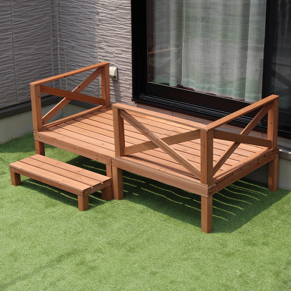 ウッドデッキセット 約1畳 天然木 DIY 簡単組立 ベランダ 屋外 庭 