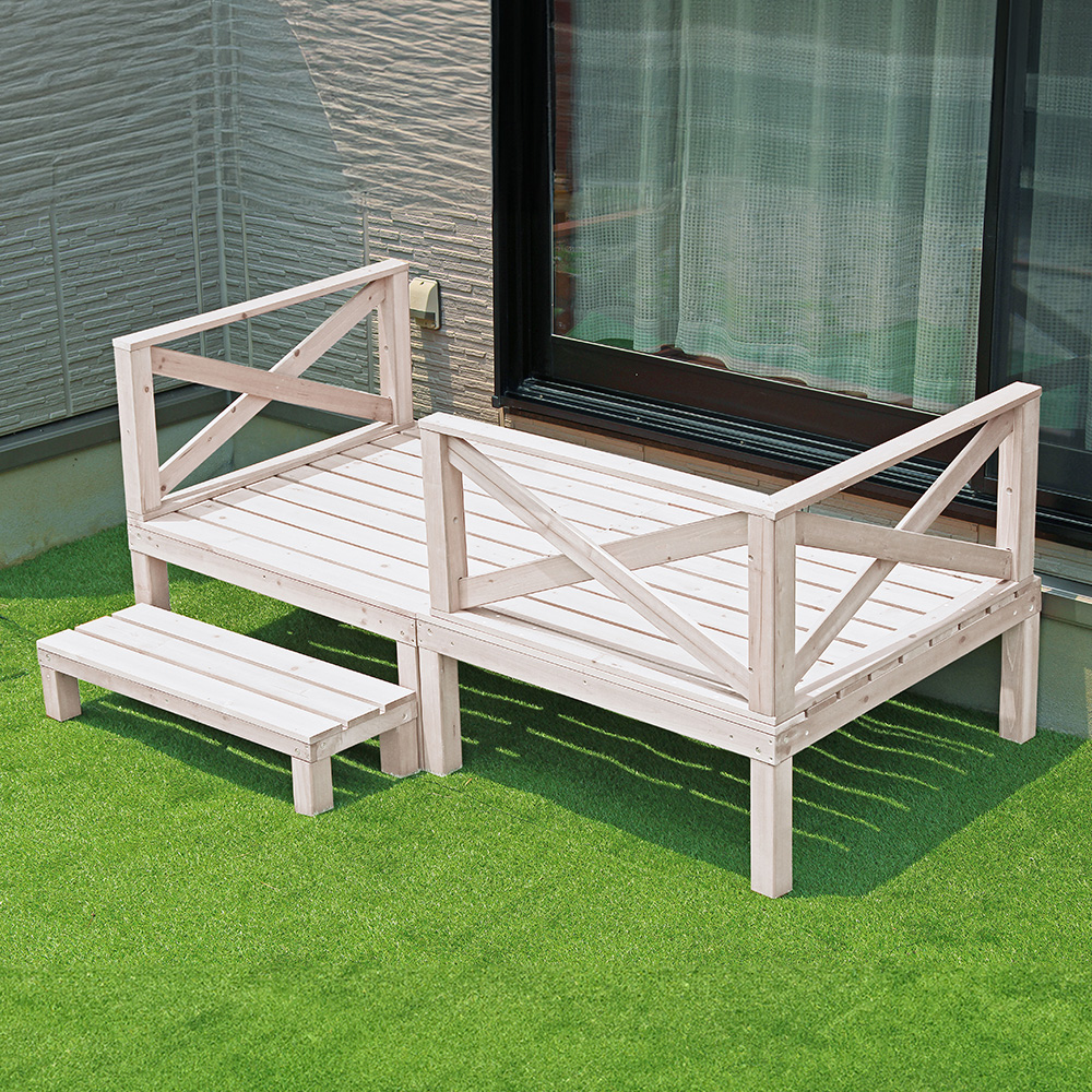 ウッドデッキセット 約1畳 天然木 DIY 簡単組立 ベランダ 屋外 庭 
