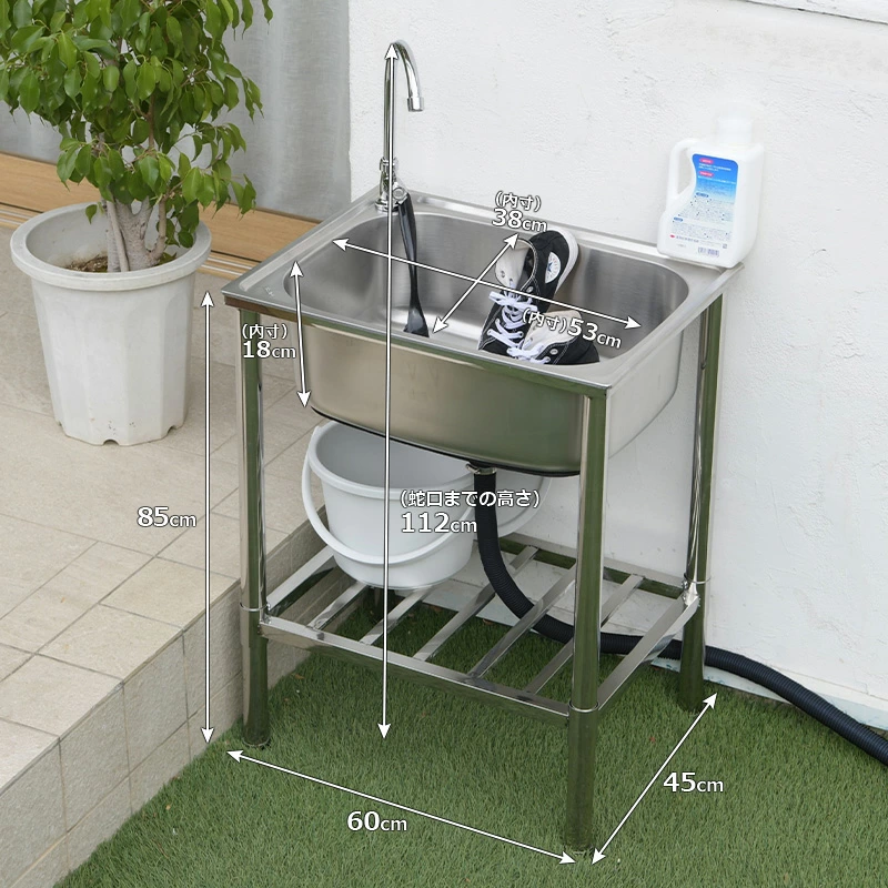 ガーデンシンク ステンレス流し台 屋外用 幅60cm 深型 水栓付き