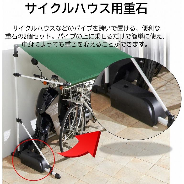 サイクルハウス専用重石 2個入り 7kg 注水式 おもり おもし 水タンク ハンドル付き 看板転倒防止 サイクルガレージ対応 ブルーシート