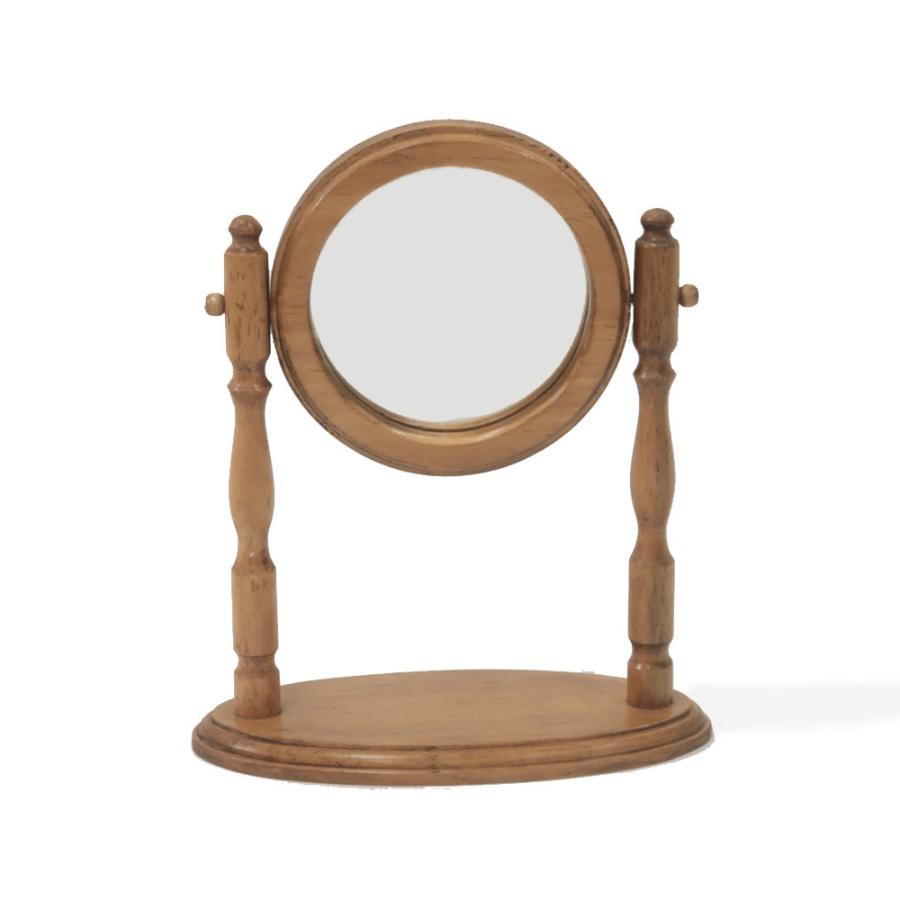 卓上ミラー 丸型 天然木 角度調整 スタンドミラー 鏡 化粧鏡 テーブル アンティーク調 コンパクト おしゃれ かわいい 北欧 レトロ シンプル インテリア雑貨｜dapper-s-room｜08