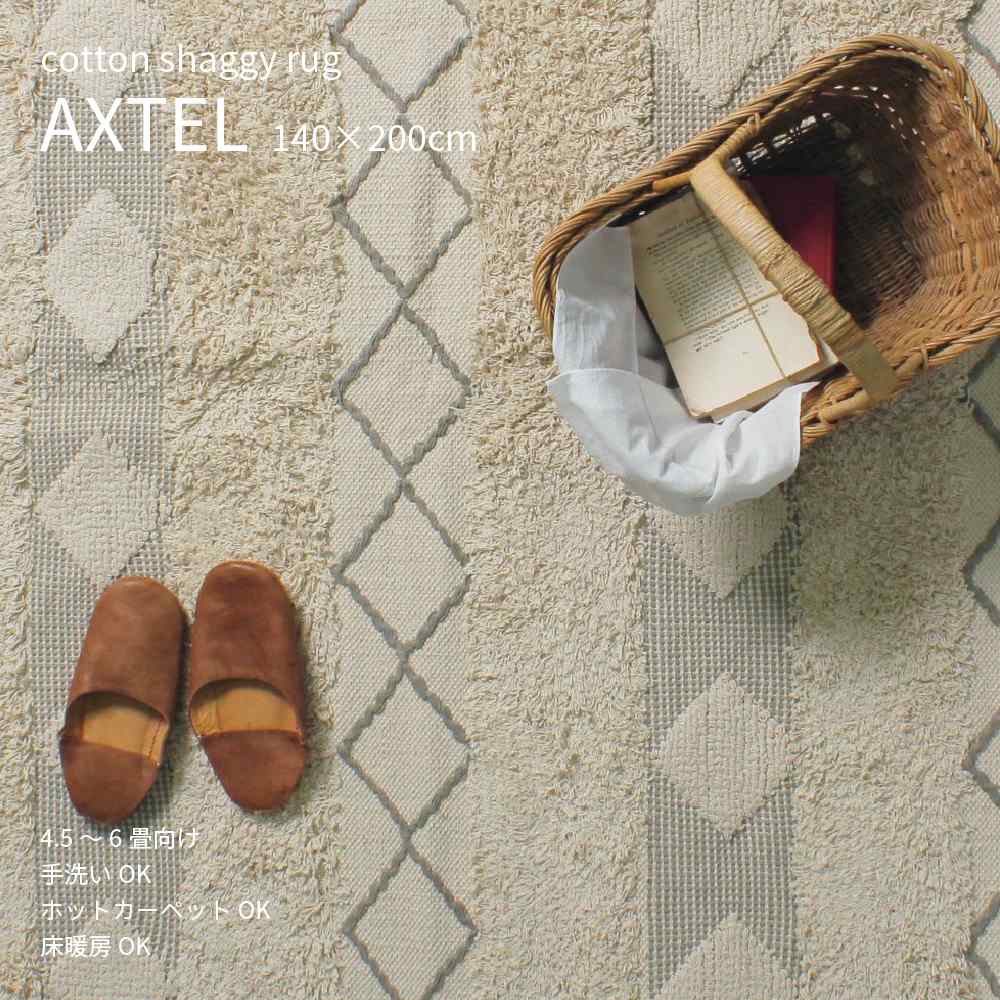 AXTEL RUG 140×200cm アクステル ラグ インド コットン シャギー