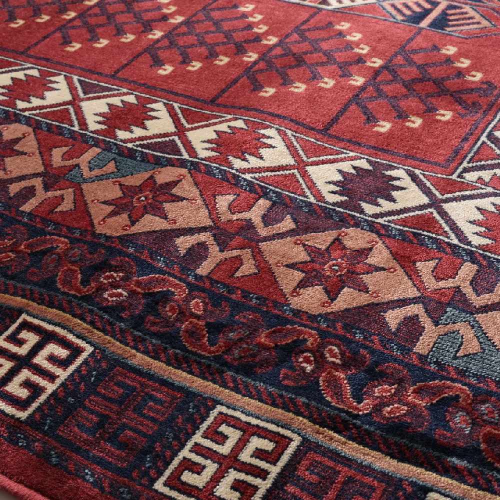 ラグ カーペット キリム 絨毯 ビンテージラグ 幾何学 赤茶 ベルギー製