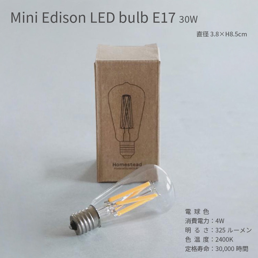 LEDレフランプ　30W相当 ◆昼白色◆ E17口金　25個セット ミニエジソン型 LED電球 E17 30W相当 電球色 クリア フィラメント 4W