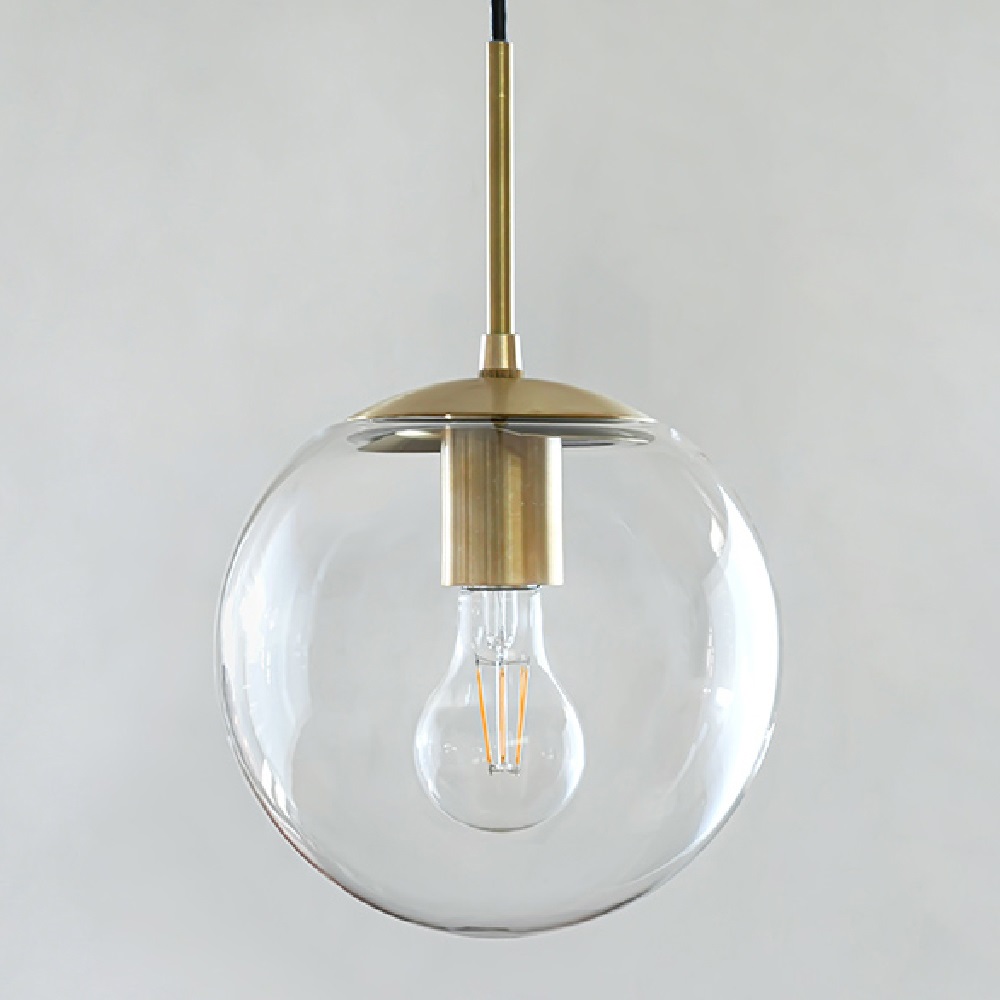 LOSKA pendant light S 直径20cm E26 LED専用 ペンダントライト 照明セット 透明 乳白色 真鍮 ゴールド 照明器具  シンプル 北欧 おしゃれ 長さ調整
