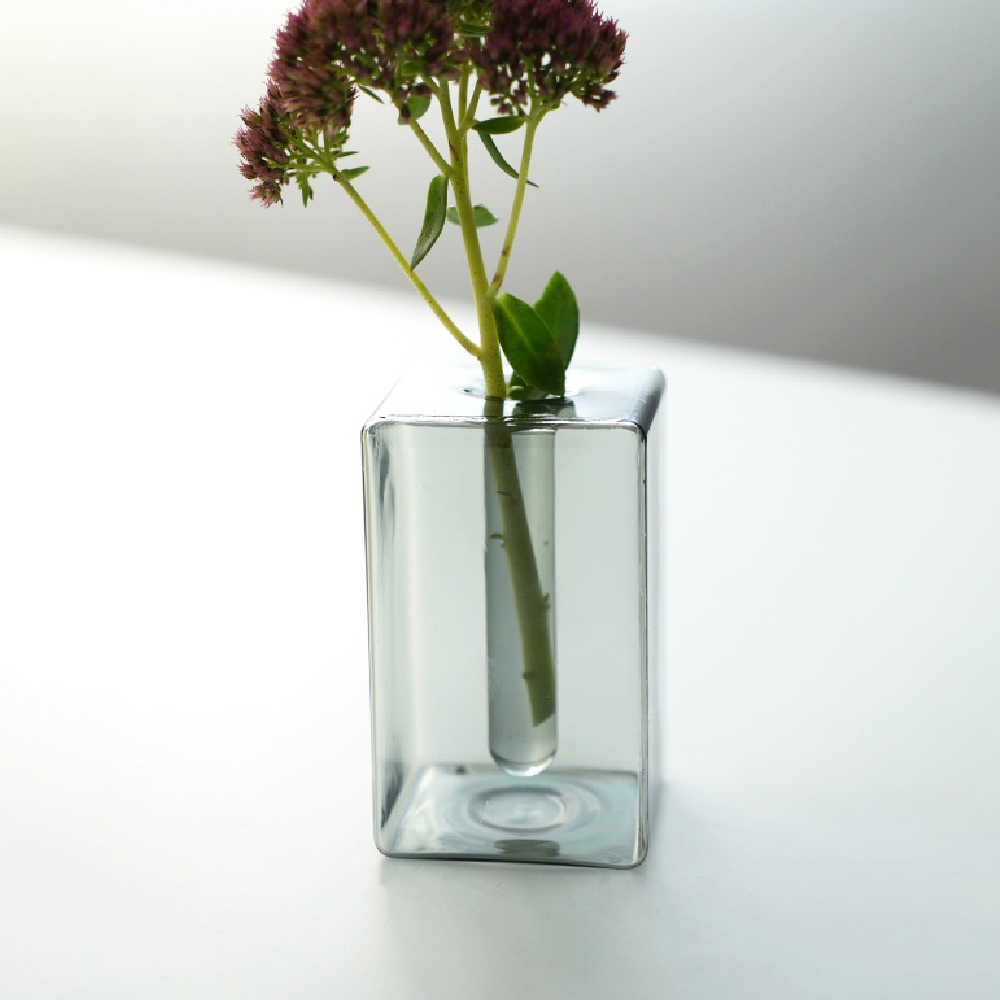 ガラス 花瓶 クリア フラワーベース アンバー グリーン グレー