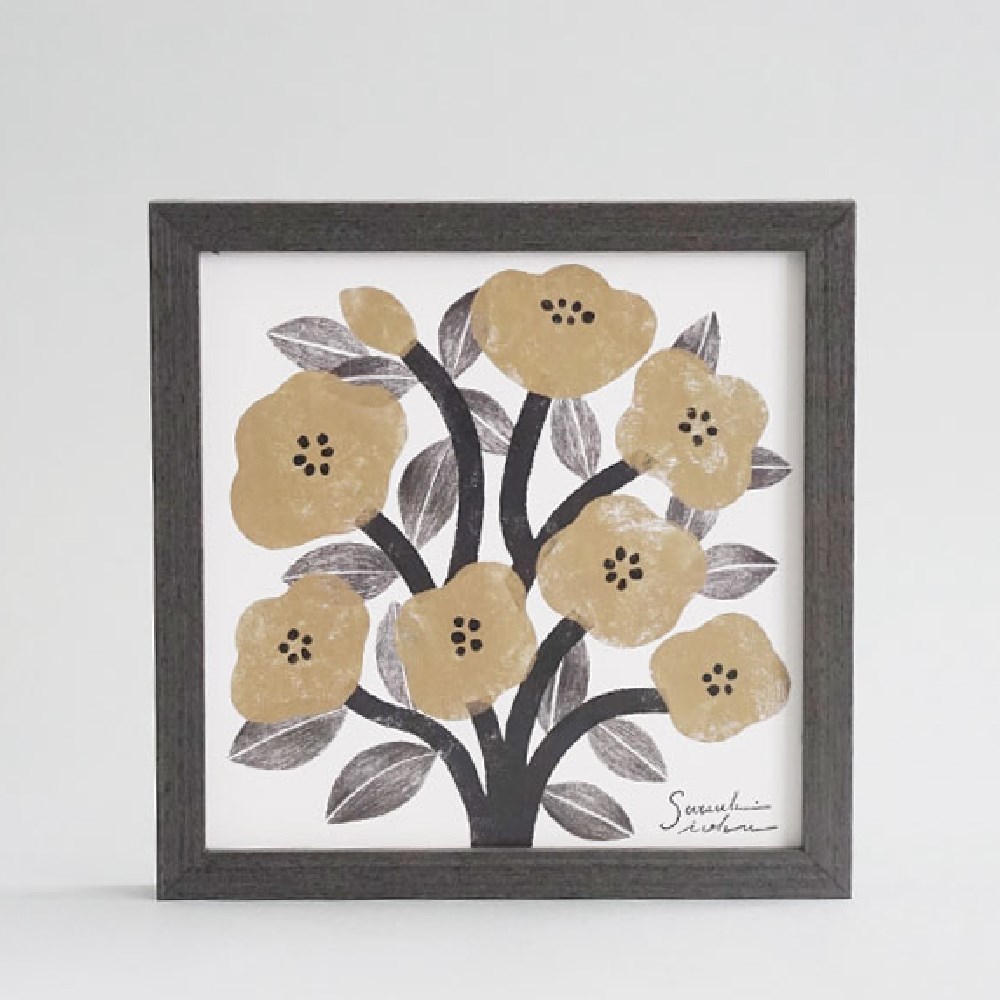 Flower イオクサツキ アートフレーム M 22cm 正方形 花 ブラック