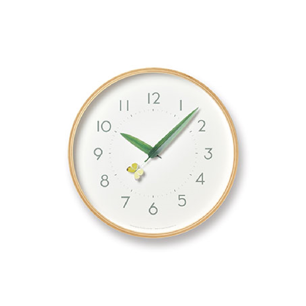 壁掛け時計 時計 とまり木の時計 おしゃれ かわいい 北欧 モダン シンプル 木製 アナログ 丸型 木枠 25cm 子供 キッズ 蝶々 てんとう虫 ギフト｜dapper-s-room｜03