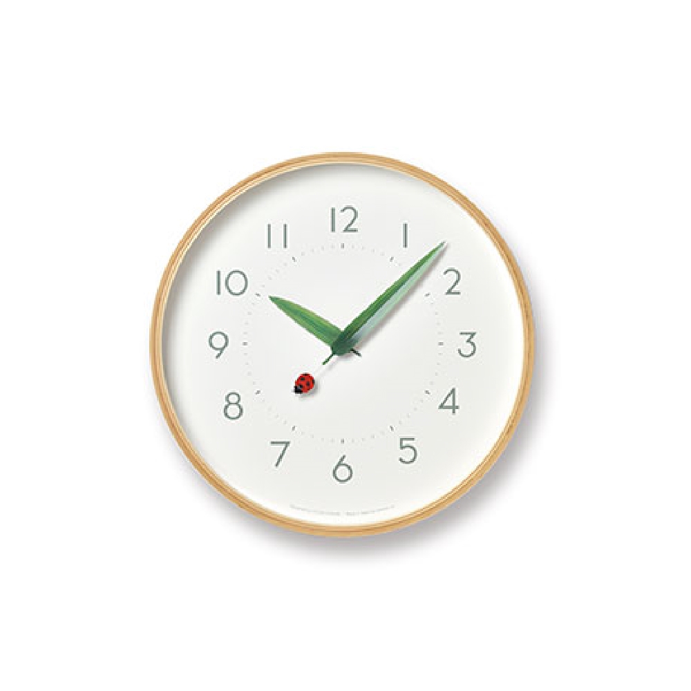 壁掛け時計 時計 とまり木の時計 おしゃれ かわいい 北欧 モダン シンプル 木製 アナログ 丸型 木枠 25cm 子供 キッズ 蝶々 てんとう虫 ギフト｜dapper-s-room｜04