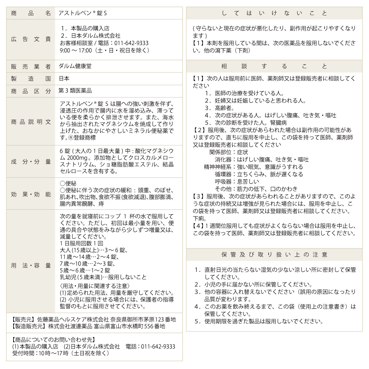 酸化マグネシウムお試しセット※【新処方】60錠アストルベン錠S＆【従来品】アストルベン400錠の酸化マグネシウム便秘薬を新旧お試し。　第3類医薬品 |  | 17