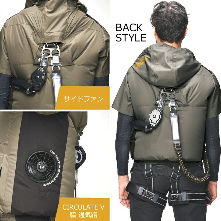 即日発送 空調ウェア 空調風神服 サイドファン 半袖ブルゾン 服のみ