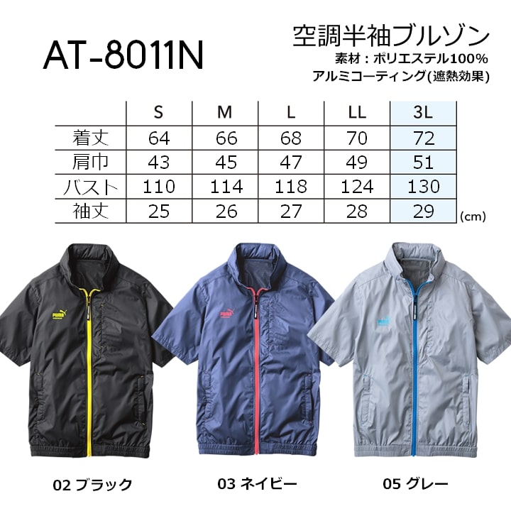 PUMA SAFETY 作業ウェア プーマ 空調 作業服 半袖ジャケット AT