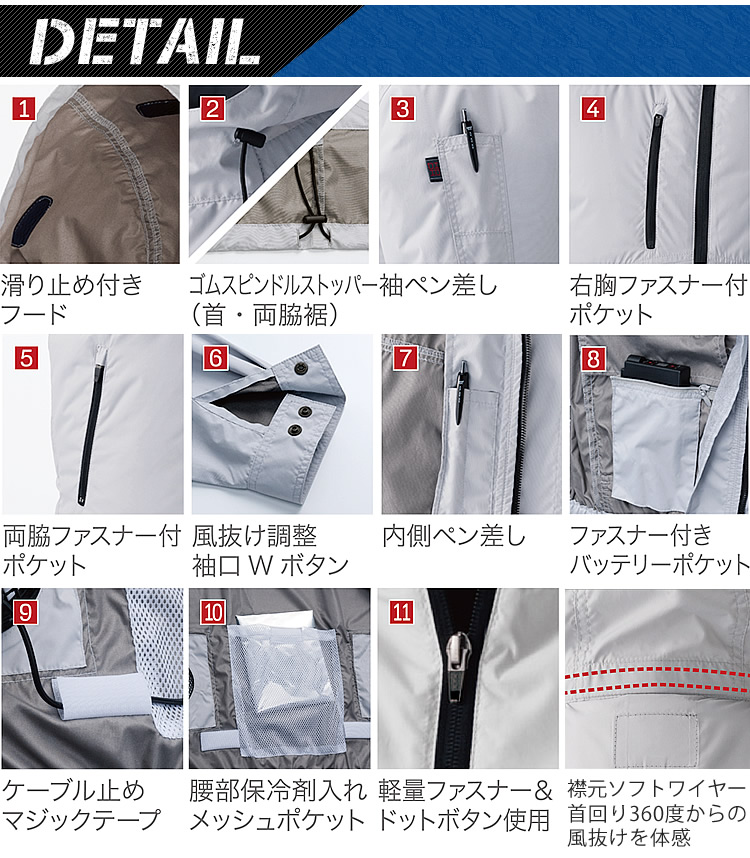 空調作業服 ファン付き 四つ穴 ジャケット 基本セット 快適ウェア