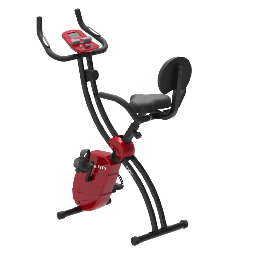 アルインコ フィットネスバイク ケガ防止 8段階 負荷 コンパクト収納  体力レベル確認 背もたれシート 大型座面シート alinco AFBX4621K ブラック レッド 爆買 | ALINCO | 02