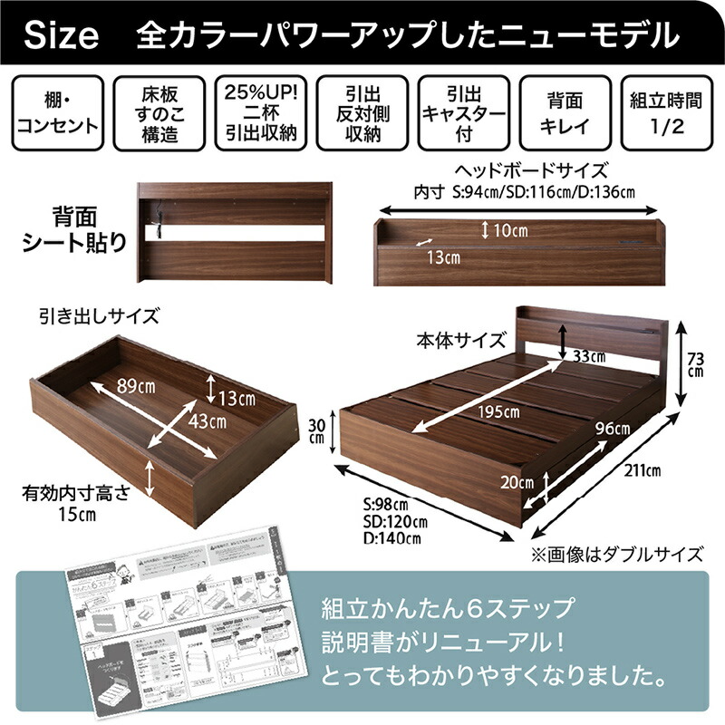 ロングセラー 人気 ベッド ベッドフレーム 収納付き 木製ベッド