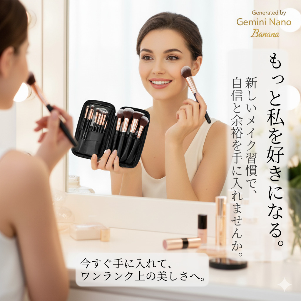 ベーシック メイク ブラシ セット 12本入り ブラック 携帯に便利な収納