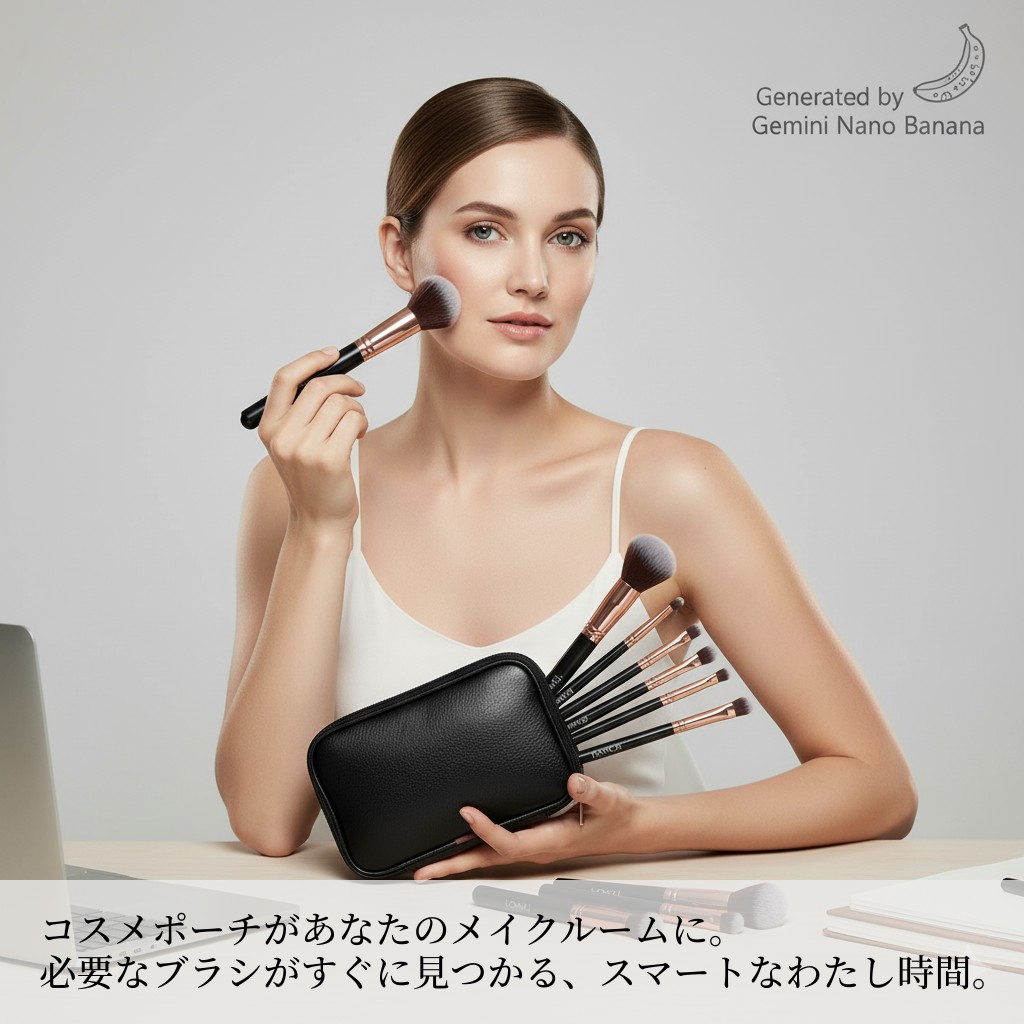ベーシック メイク ブラシ セット 12本入り ブラック 携帯に便利な収納