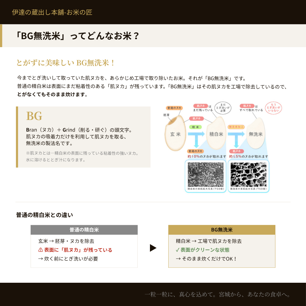 ひとめぼれ 無洗米 10kg(5kg×2袋) 宮城県産 令和7年産 : 伊達の蔵出し