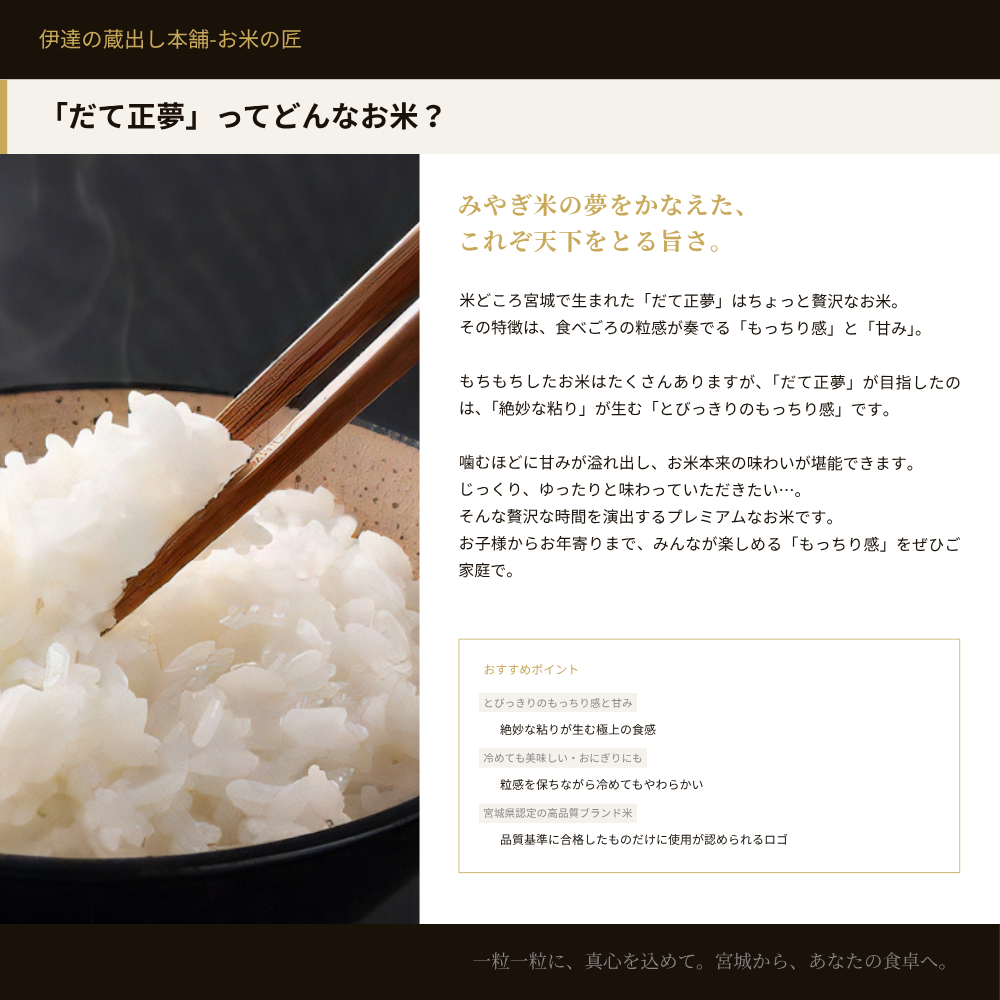 だて正夢 10kg(5kg×2袋) 宮城県産 令和7年産 : 伊達の蔵出し本舗-お米