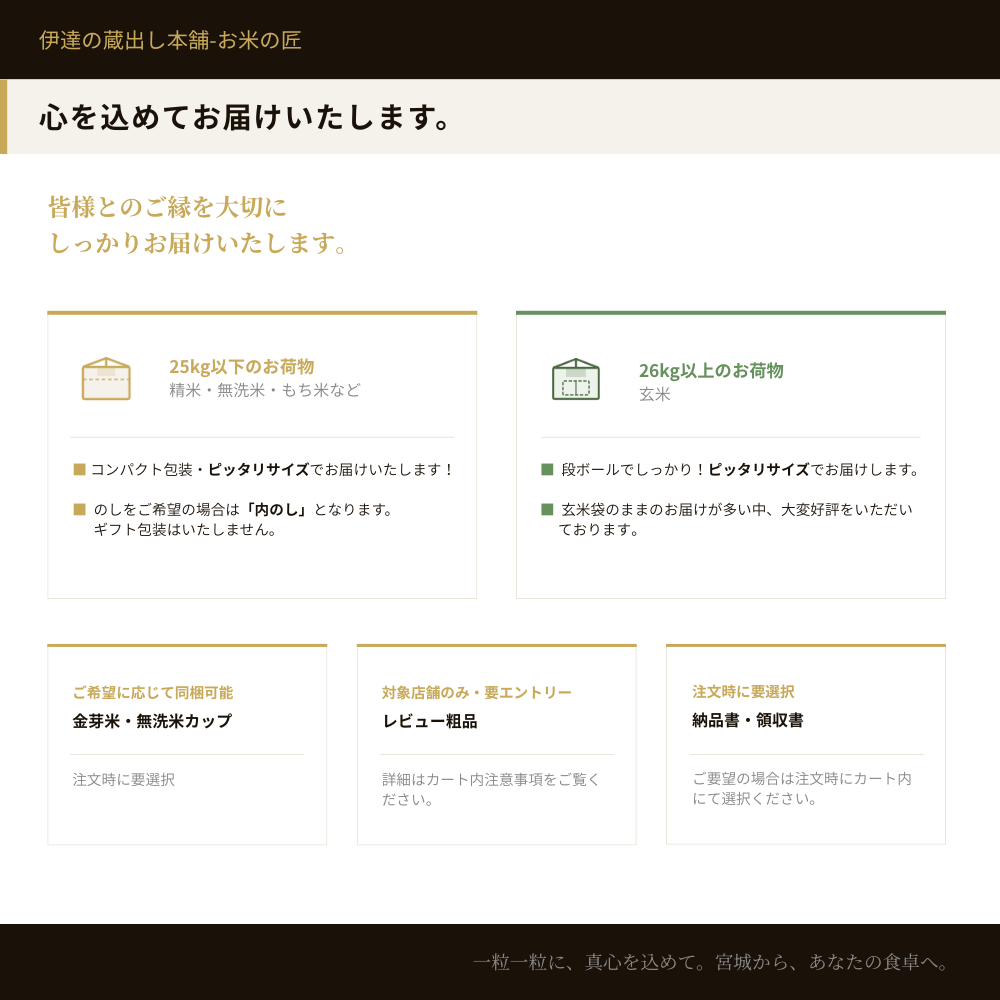 伊達の蔵出し本舗 配送・お届けについて 丁寧な梱包でお届け