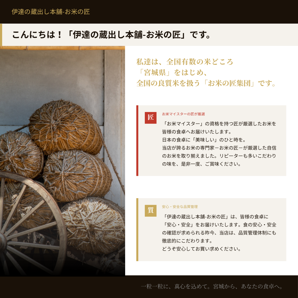 こんにちは 伊達の蔵出し本舗 お米の匠 宮城県のお米専門店
