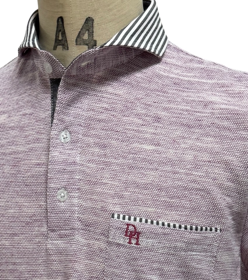 Stone  グレーと赤のストライプ ポロシャツ 23（メンズポロシャツ）（柄：ストライプ）｜トップス | ファッション