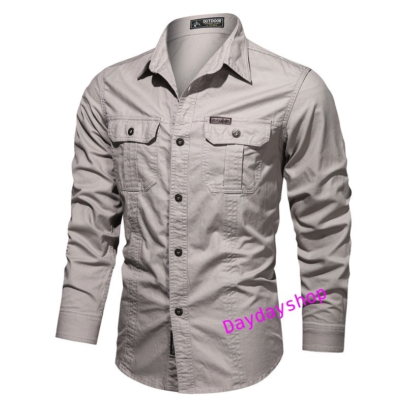 メンズシャツ ミリタリーシャツ 長袖 ワイシャツ ブラウス カジュアルシャツ トップス 作業服 ワークシャツ 胸ポケット アメカジ 大きいサイズ 綿 春秋冬 メーカー再生品