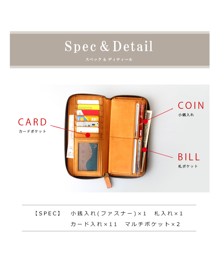 長財布 メンズ 本革 レザー ラウンドファスナー オイルレザー