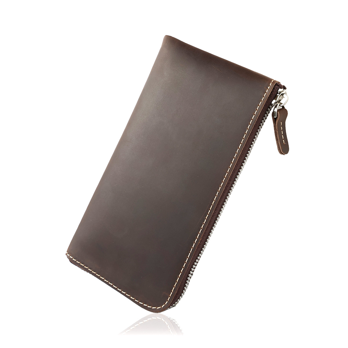 小さい長財布 Ｌ字ファスナー レザーウォレット メンズ 本革 クレイジーホースレザー アンティーク調 小銭入れあり |  | 03