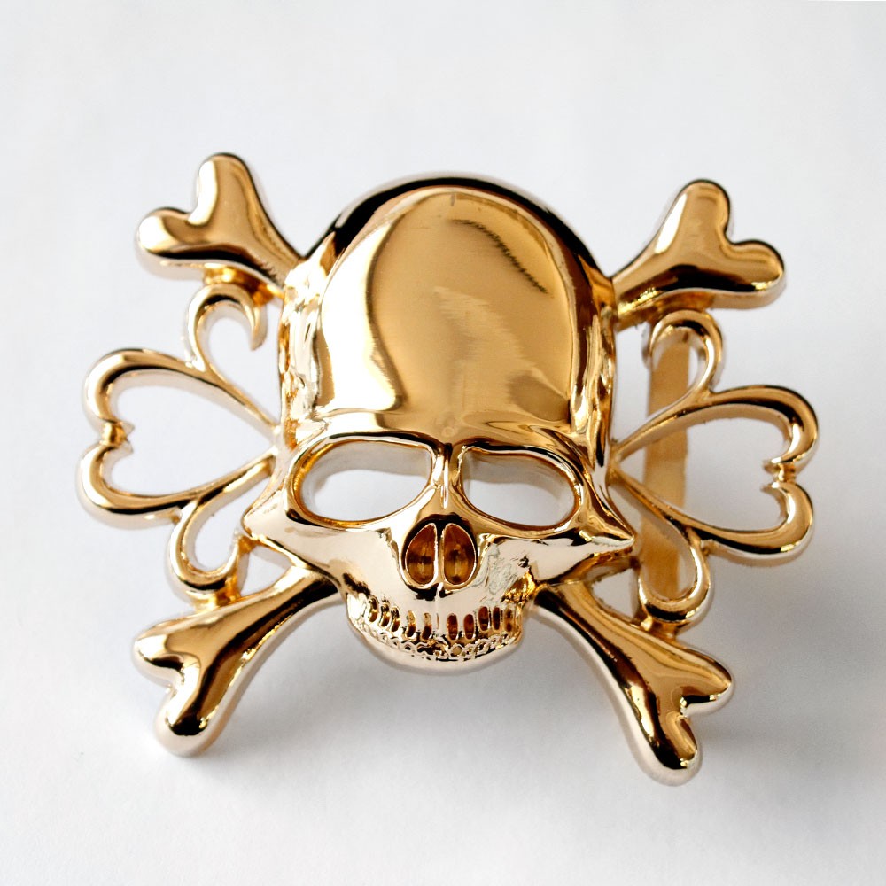 バックル メンズ レディース ベルト クロス スカル 百合の紋章