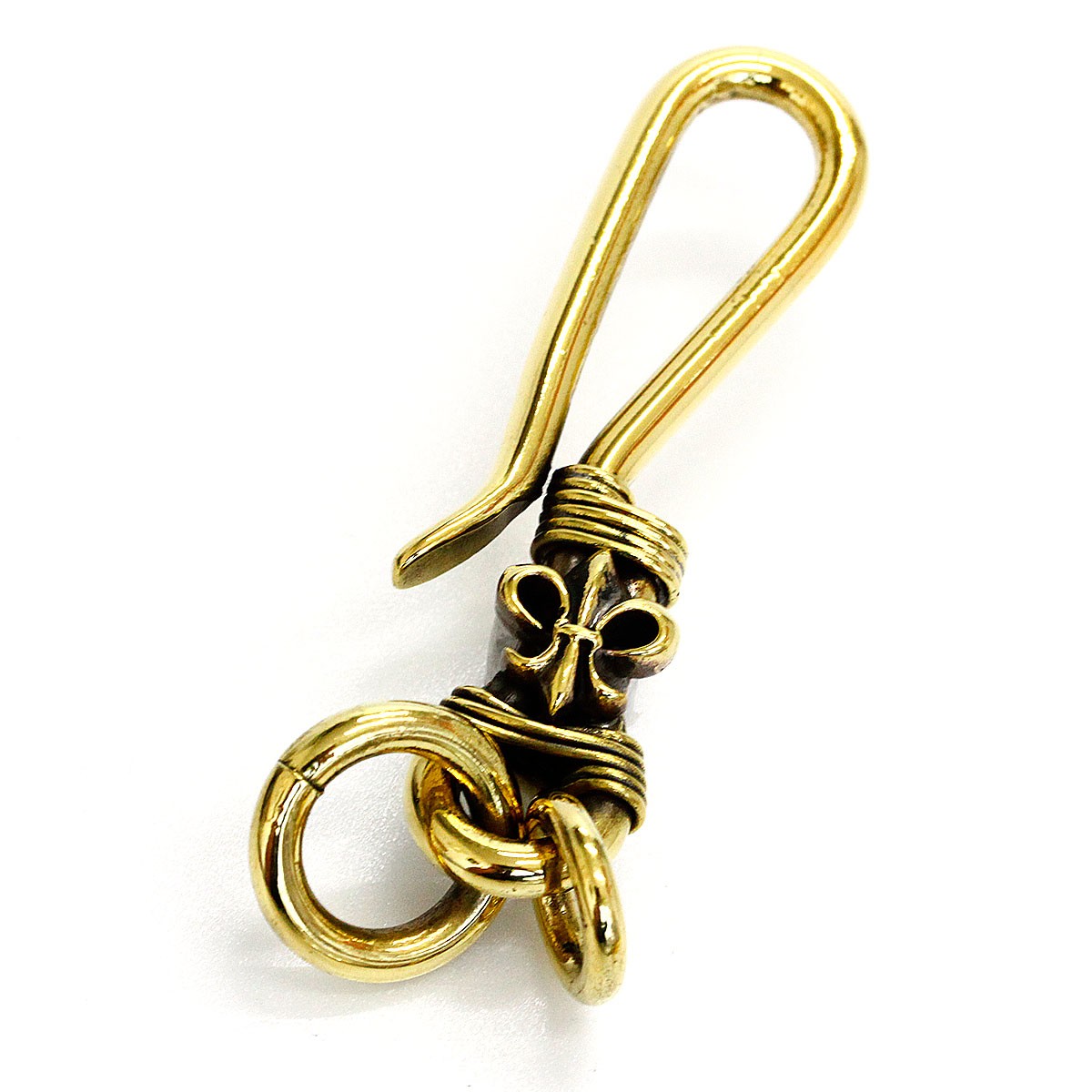 キーフック キーホルダー メンズ 真鍮製 ブラスキーリング 百合の紋章