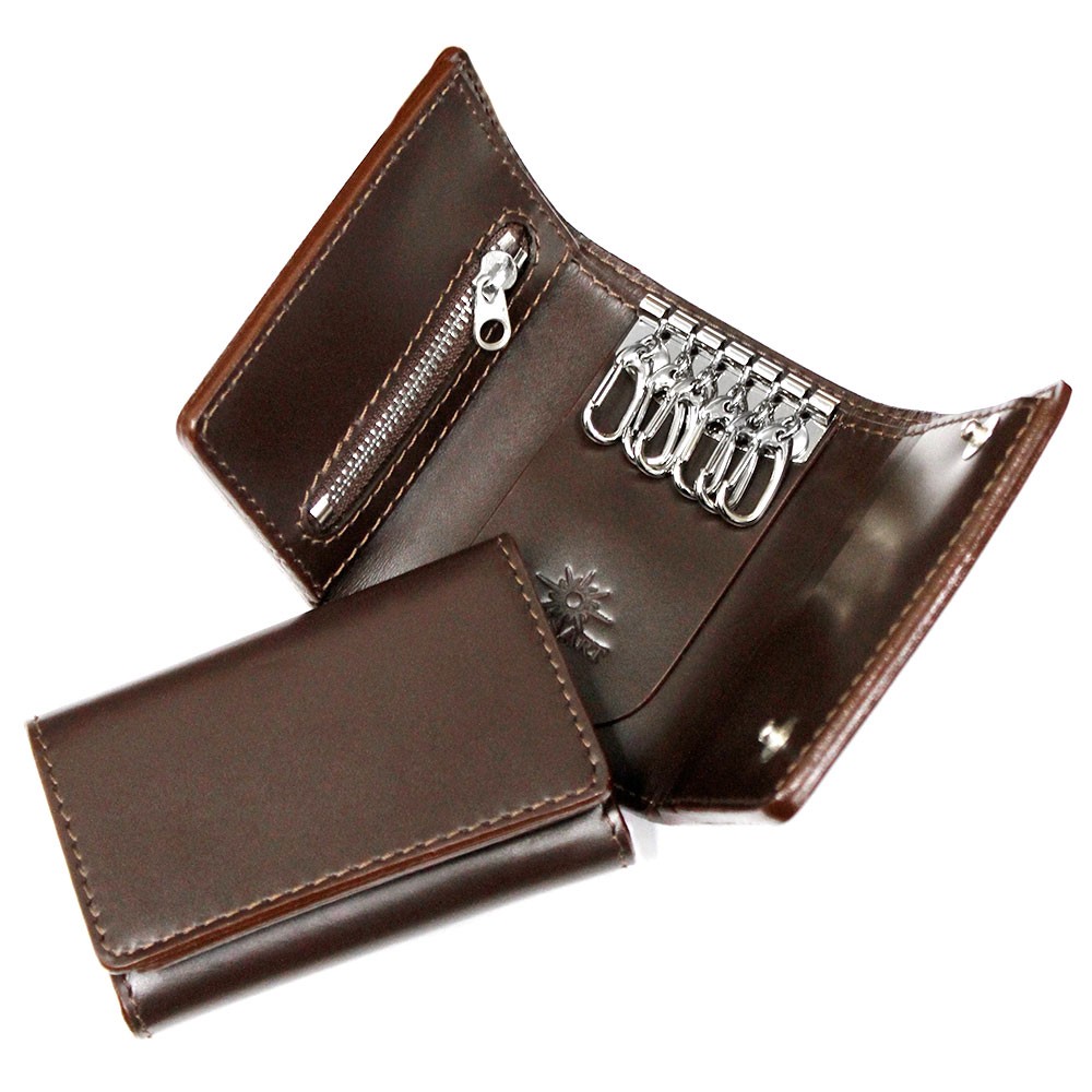 キーケース メンズ 本革 ブランド 6連フック カード入れ付き シンプル ヌメ革