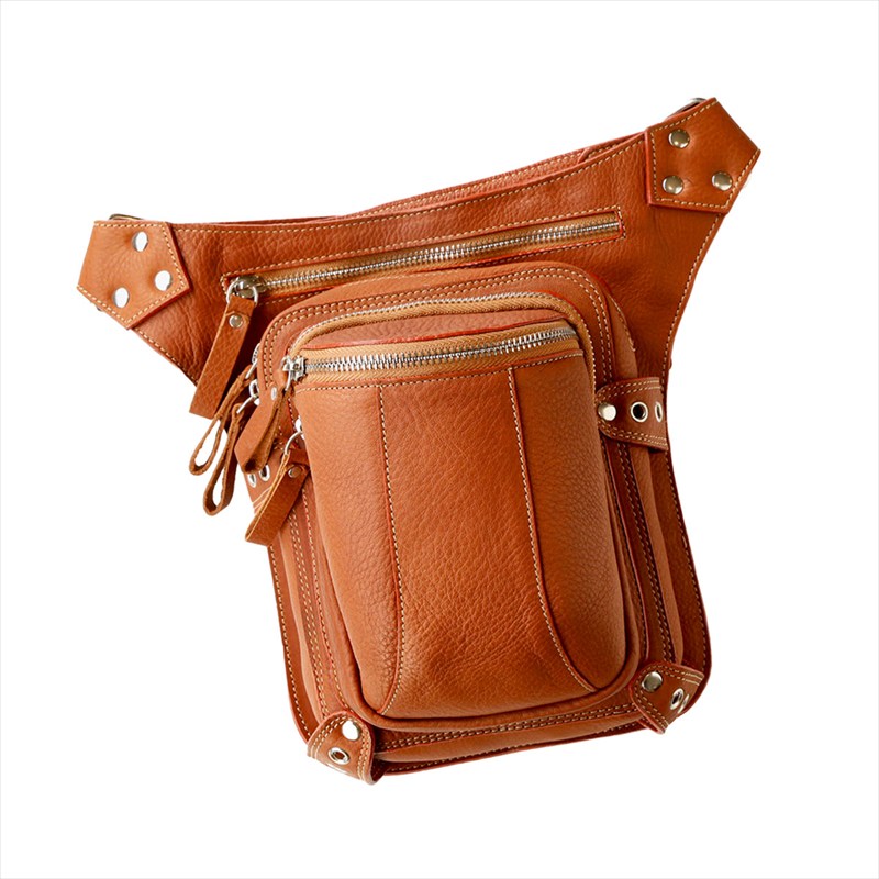 レッグポーチ メンズ 本革 ショルダーバッグ 2WAY ウエストバッグ